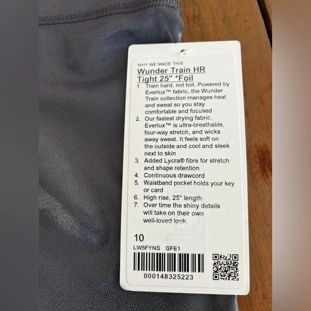 LuLuLemon Women's Wunder Train Foil High-Waisted Leggings; Size 10